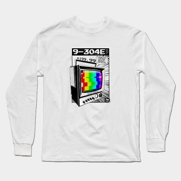 Classic Vintage Black and White Radio Long Sleeve T-Shirt by Rice Paste